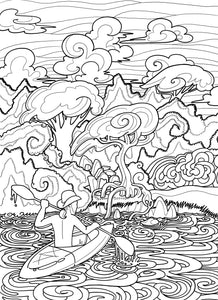 Kayak Coloring Page - Borrelli Illustrations